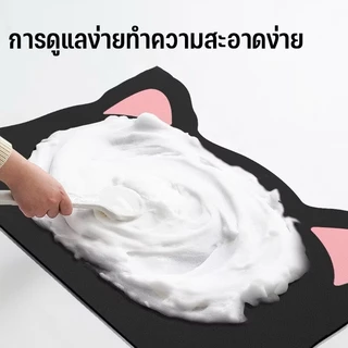 พรมเช็ดเท้ากันลื่น พรม 40x60cm พรมแห้งไว พรมหน้าแมวดำ พรมยาง cat face rug พรม black cat anti slippery matt กันลื่น