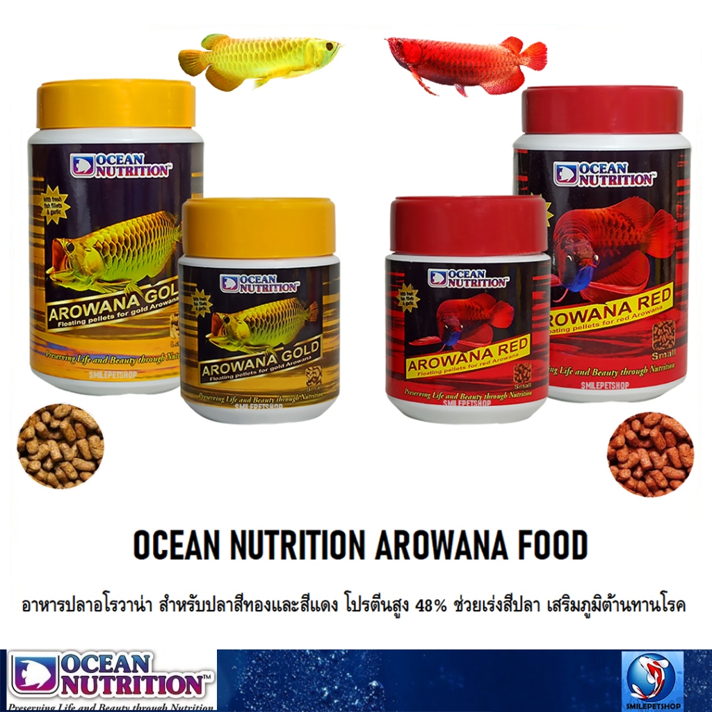 OCEAN NUTRITION AROWANA FOOD (อาหารปลาอโรวาน่า โปรตีน 48% ย่อยง่าย ช่วยเร่งสี เสริมภูมิต้านทานโรค)