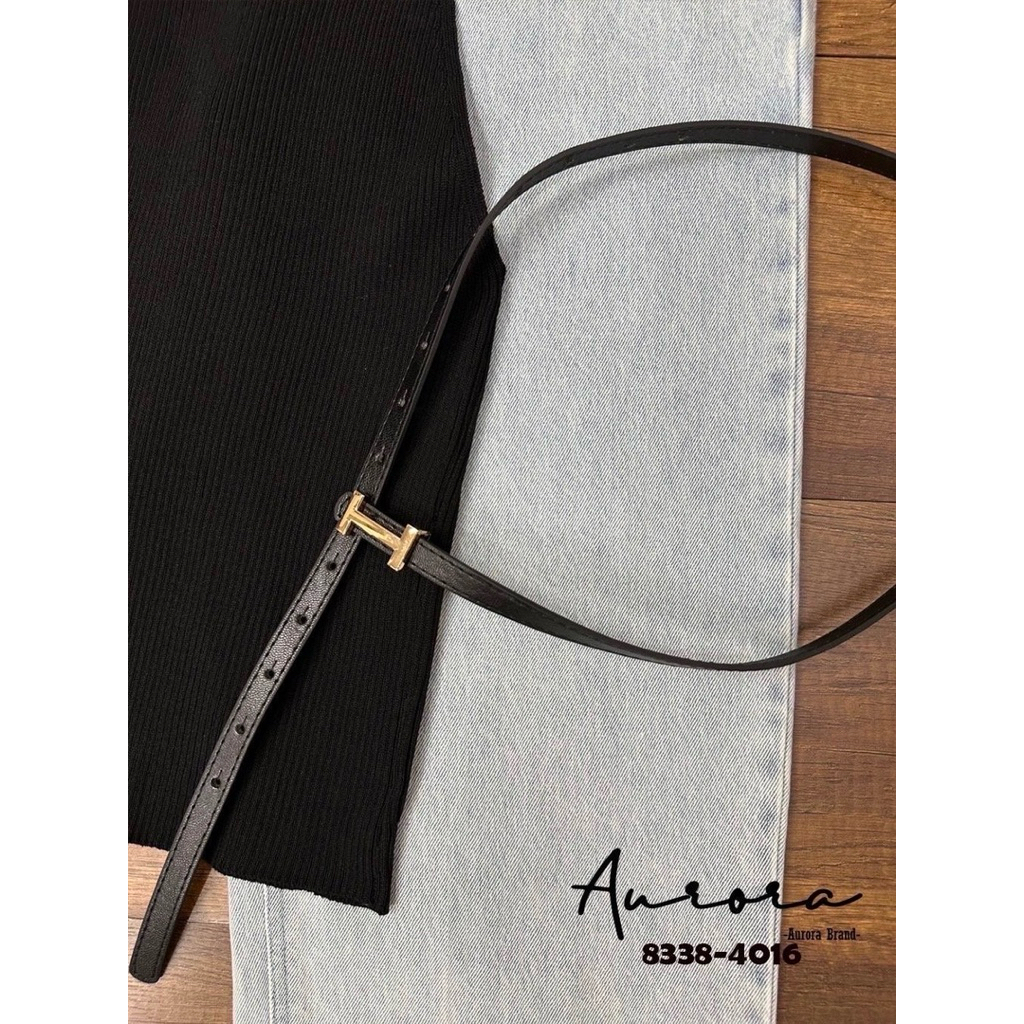 พร้อมส่ง XS SM⚡️AR 8338 ชุดเซต เสื้อสีดำ+กางเกงยีนส์ขายาว+เข็มขัด คุ้มมาก! - รูปที่ 3