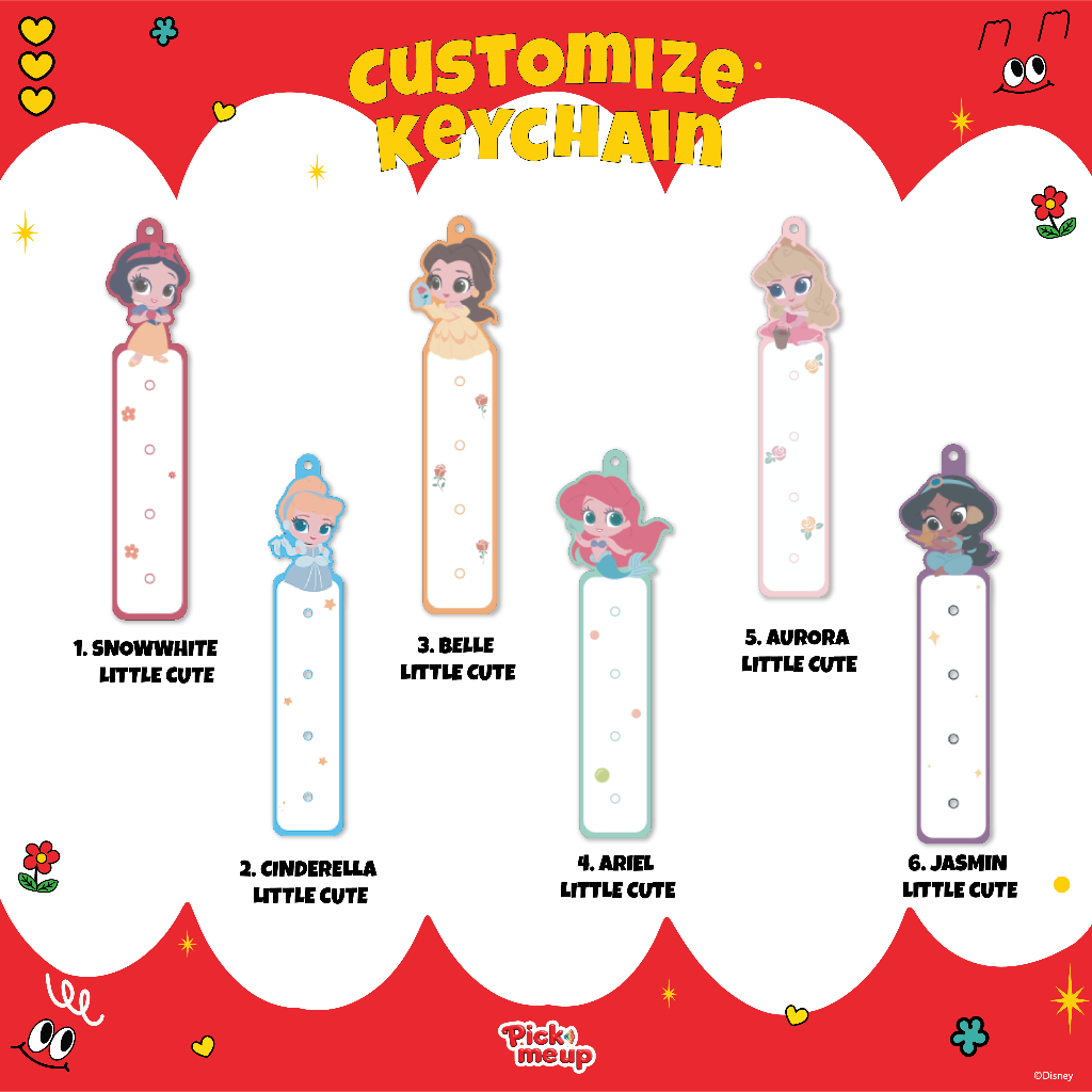 PickMeUp - Pick A Name Keychain พวงกุญแจใส่ชื่อได้ลาย Disney Princess