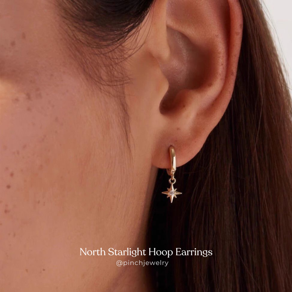 Pinch North Starlight Hoop Earrings ต่างหูดาวแฉกประดับคริสตัล เงินแท้ silver 925