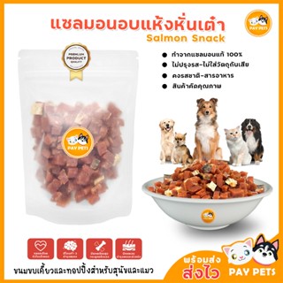 แซลมอนอบแห้งหั่นเต๋า 100g ขนมสุนัข แมว | บำรุงขน Omega-3 | P…