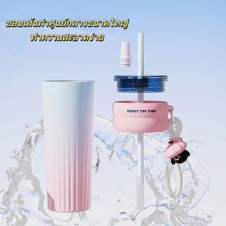 【ONDA】（COD）แก้วกาแฟสแตนเลสซับเซรามิกพร้อมฝาปิดขวดสูญญากาศสามารถเก็บความร้อนและความเย็น 700ml