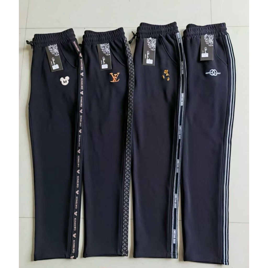 กางเกงขายาว ผ้ายืด ผ้าเทพ มีแถบ ไม่แถบ ฟรีไซส์ 9107