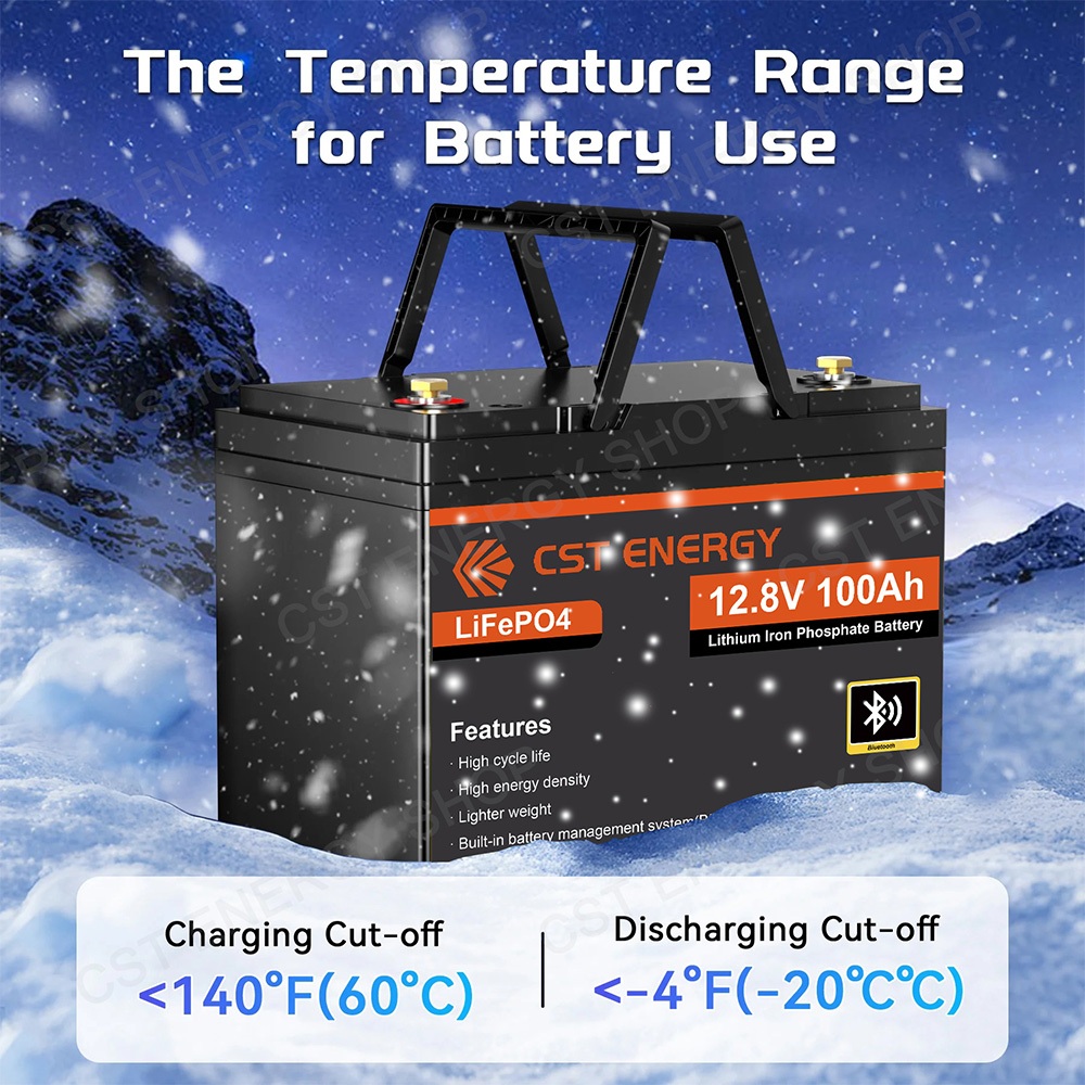 แบตเตอรี่ Lifepo4 12V 100Ah Bluetooth Lithium Battery with 100A BMS,​​ CST ENERGY โซล่าเซลล์ แบตเตอร
