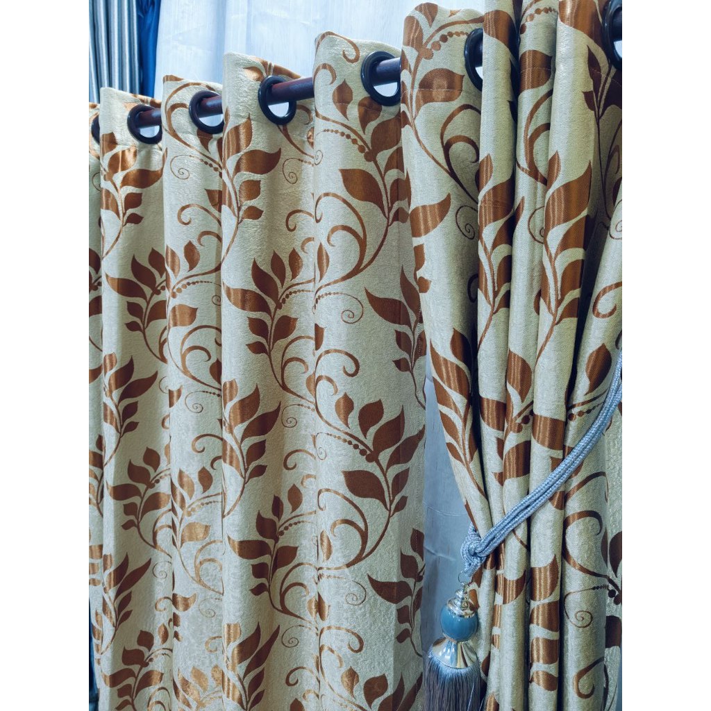 แนะนำ ผ้าม่าน ผ้าม่านหน้าต่างกันแสง ผ้าม่านประตู สำเร็จรูป เกรดA กันแสงยูวี 90%-98% ลายใบไม้ใหญ่ ราคาพิเศษ มีเก็บเงินปลายทาง