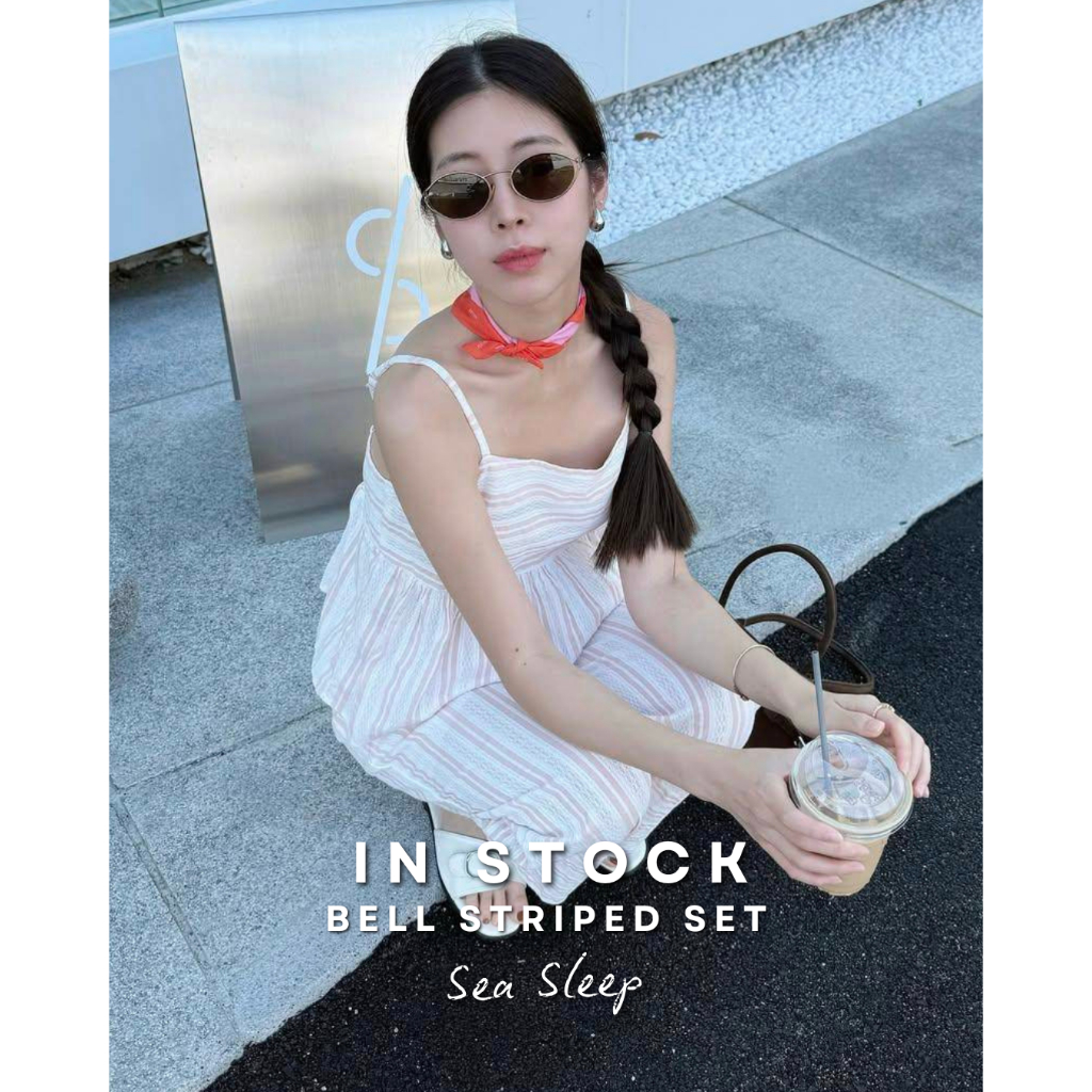 sawat Bt ♫♪ Bell striped set - สีชมพู