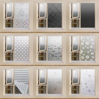 ฟิล์มติดหน้าต่างห้องน้ำลายบานพับ 3D ลอยตัว ป้องกันแสงลอดและม…