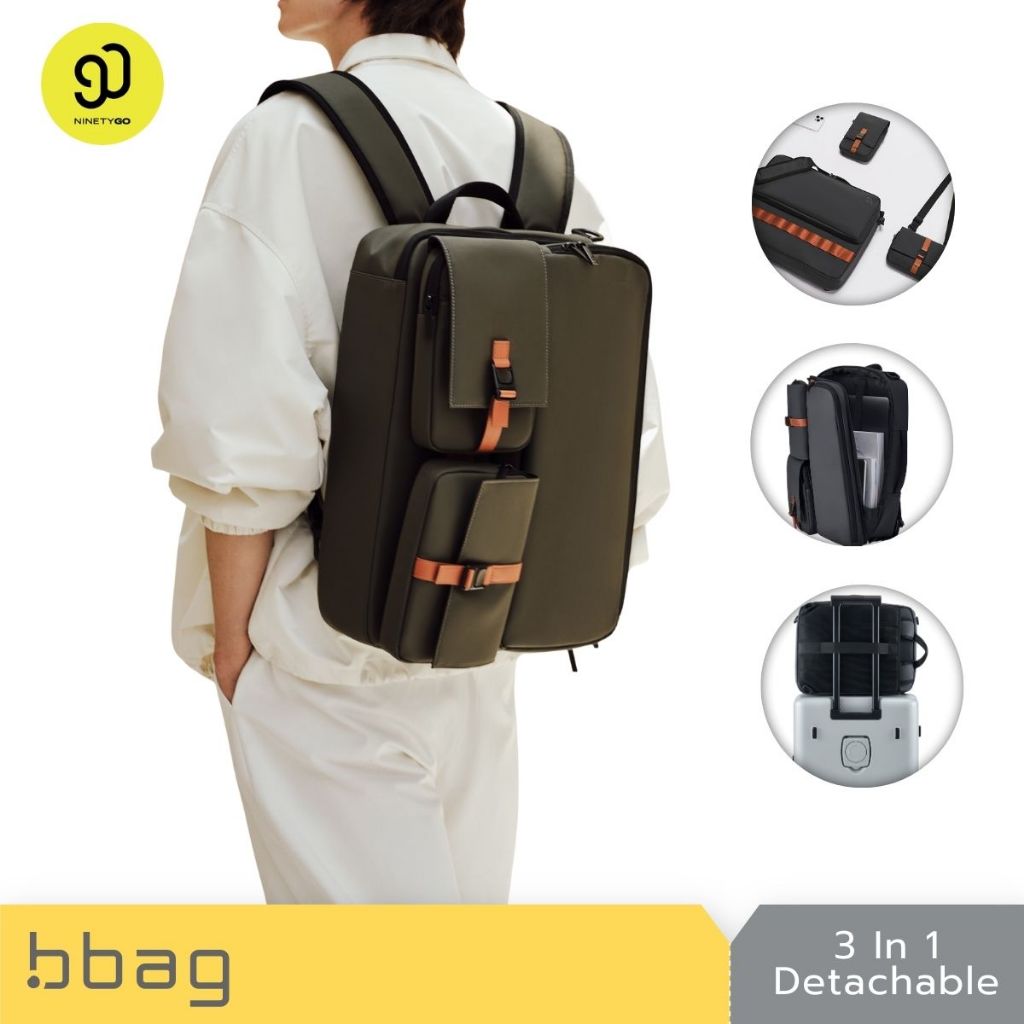 NinetyGo กระเป๋าเป้ 3-in-1 ถอดได้ กันน้ำ 19.8 ลิตร รุ่น Detachable 90L09 ใส่แล็ปท็อป 16 นิ้ว