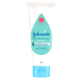 จอห์นสัน มิลค์ + ไรซ์ เบบี้ ครีม เฟซ แอนด์ บอดี้ 100 ก. Johnson's Milk + Rice Baby Cream Face & Body 100 g.