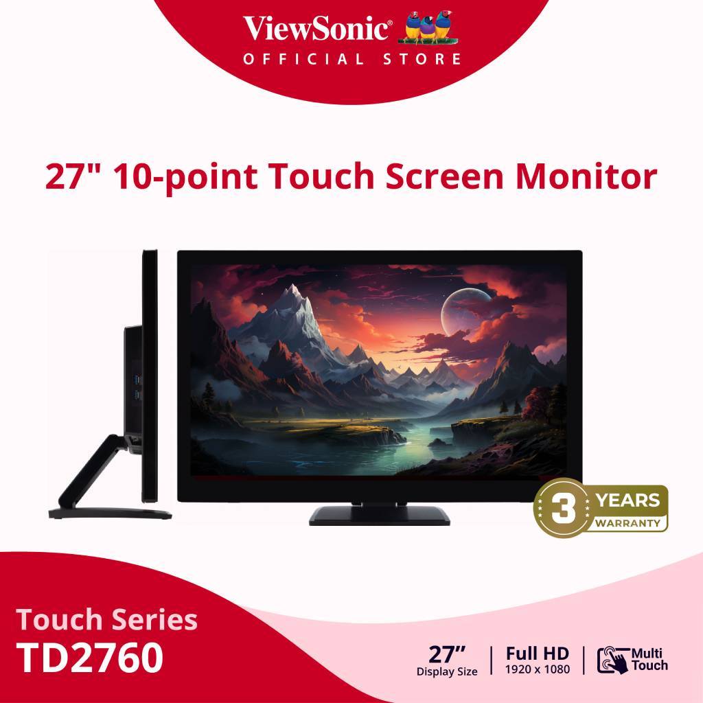 ViewSonic TD2760 10-point Touch Screen Monitor / 27″ / VA / 60Hz / 6ms (จอทัชสกรีน 10จุด) (จอสำหรับธุรกิจ) Onsite