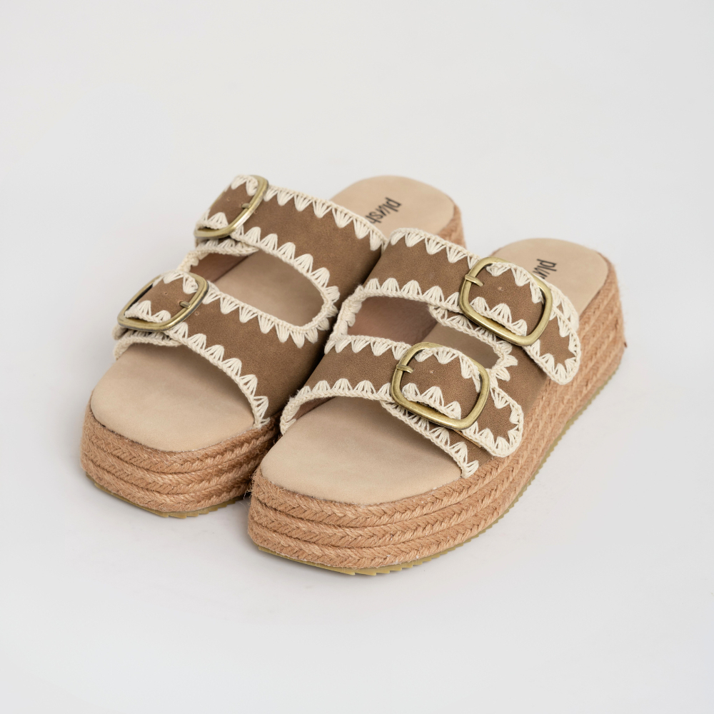 Plush Studios Cancun Flatform Sandals รองเท้าแตะลำลองแฟลตฟอร์ม แบบสวม เสริมส้น