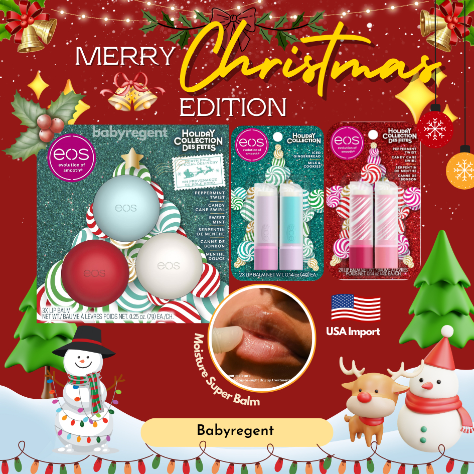 💋 ริมฝีปากหอม สดชื่น และน่าจุ๊บ ลิปบาล์ม ลิปมัน EOS Lip Balm Gift Set Holiday Collection ของแท้จากอเ