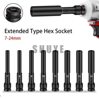 ลูกบล็อกยาว ยาว128MM.ลูกบล็อก 6 เหลี่ยมยาว 1/2" ดำ เกรด CRV ลูกบล็อกลม บล็อกขันล้อ ถอดล้อ บล็อกไฟฟ้า บล็อก ข้อต่อ