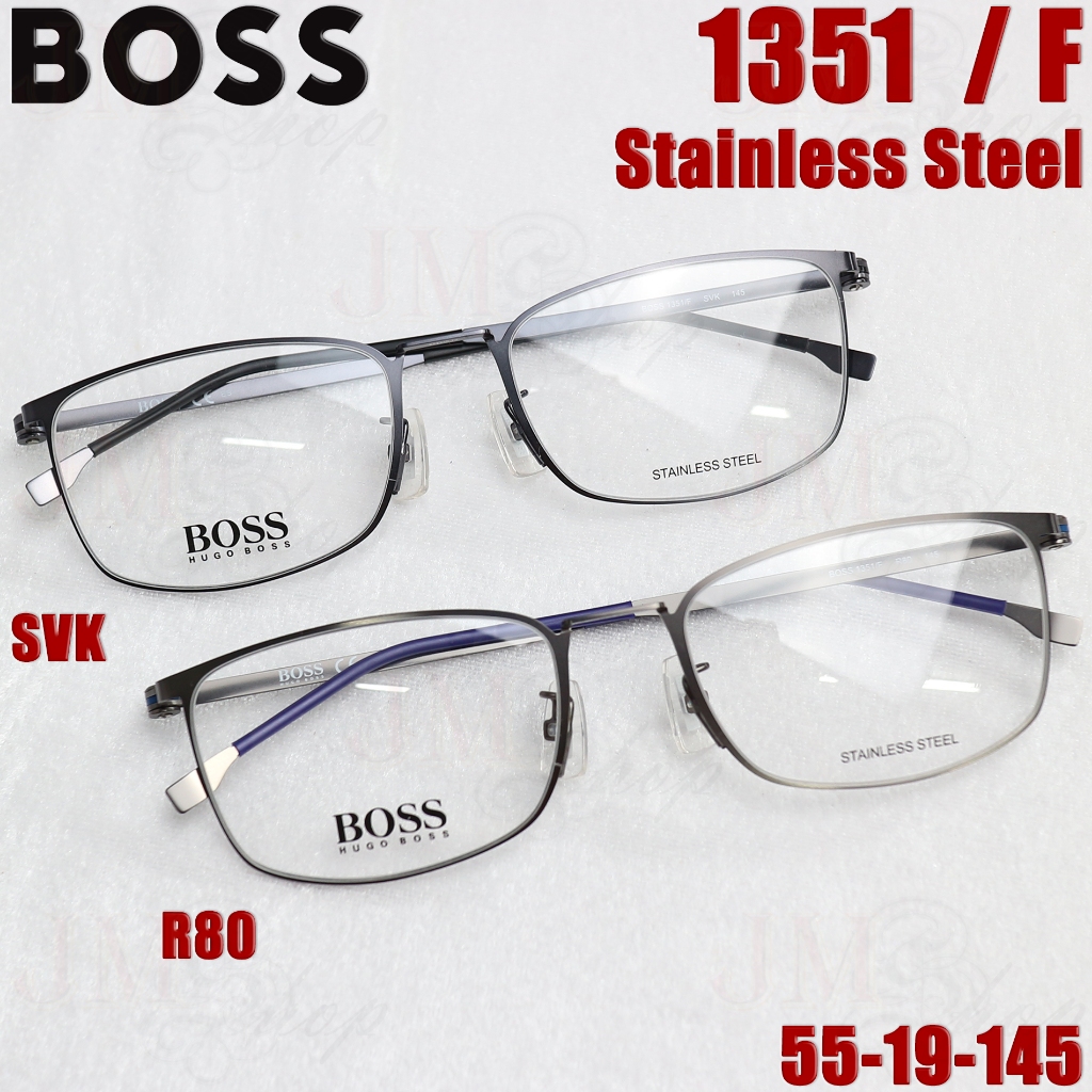 ✳️Pro✳️ BOSS [HUGO BOSS] กรอบแว่นสายตา รุ่น 1351/F Col. R80 / SVK [Stainless Steel] ขนาดกรอบ 55 มม.