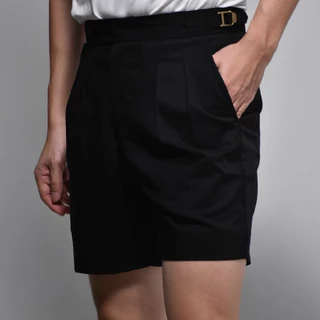 era-won กางเกงขาสั้น รุ่น Double belts Classic Shorts (V2) สี Black seven