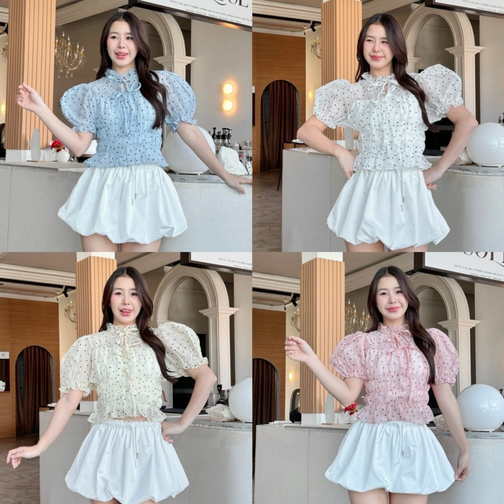 Cookies Bear - เสื้อแขนตุ๊กตาบอลลูน ผ้าอัดลายจุด (มีหลายแบบ)