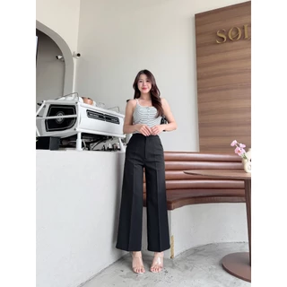 T36 เบอลิน สูง150 ใส่ได้ไม่ต้องตัดขา ผ้าไมโครพรีเมี่ยม กางเกงขายาว กระบอกกลาง กางเกงเอวสูง ผ้ายับยากไม่ต้องรีด