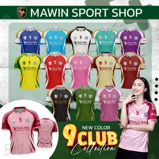 MAWIN เสื้อยืดคอวีพิมพ์ลาย 9 CLUB ใส่ได้ทั้งหญิง ชาย