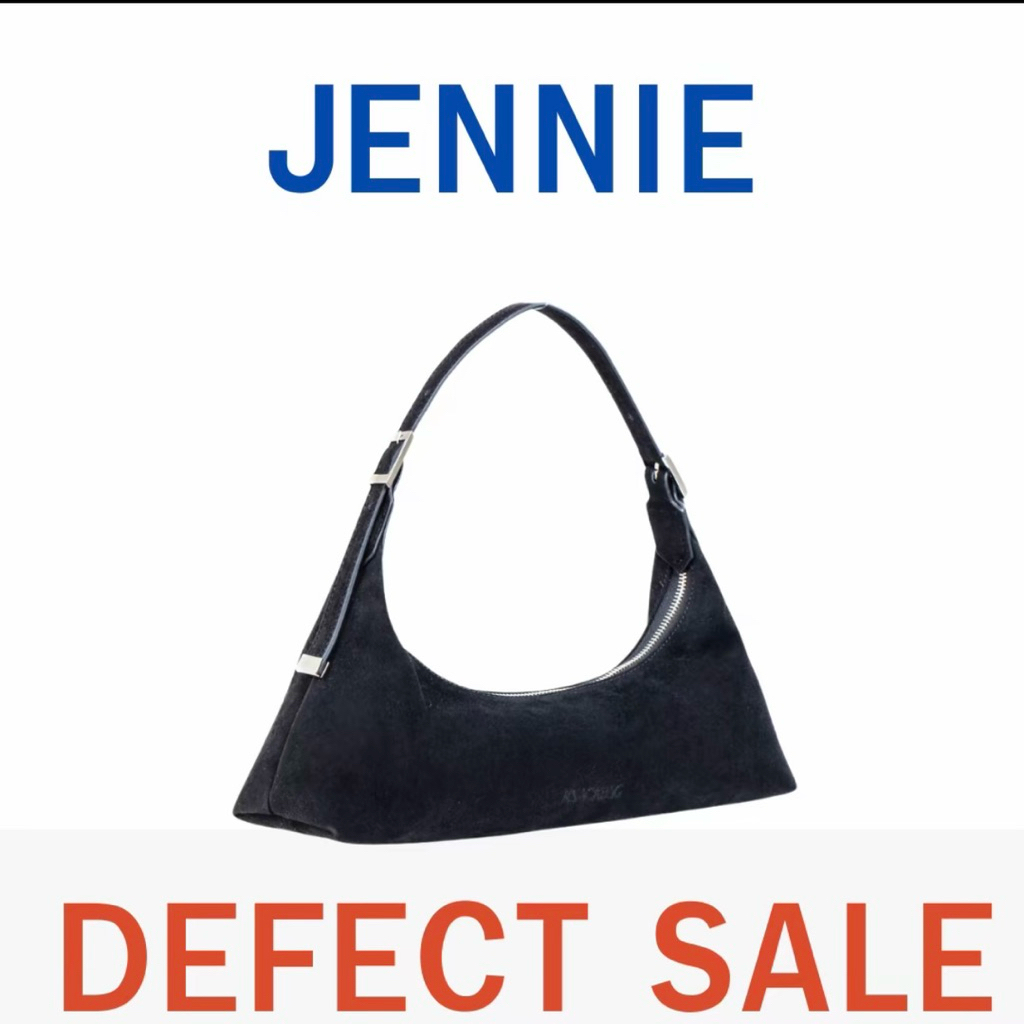 (**พร้อมส่ง) Defect Sale knack.bag - Jennie Shoulder bag (สายใหญ่) - Black สีดำ (หนังกลับ)
