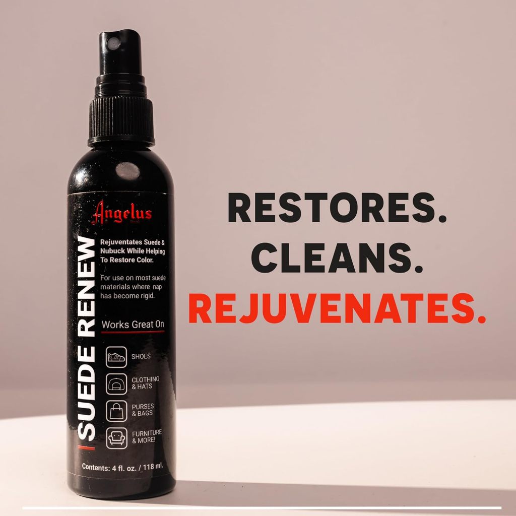 Angelus Renew suede  สเปรย์ฟื้นฟูหนังกลับและนูบัคที่ซีดจางหรือแข็งกระด้างให้กลับมานุ่ม สีสด ขนาด118 ml
