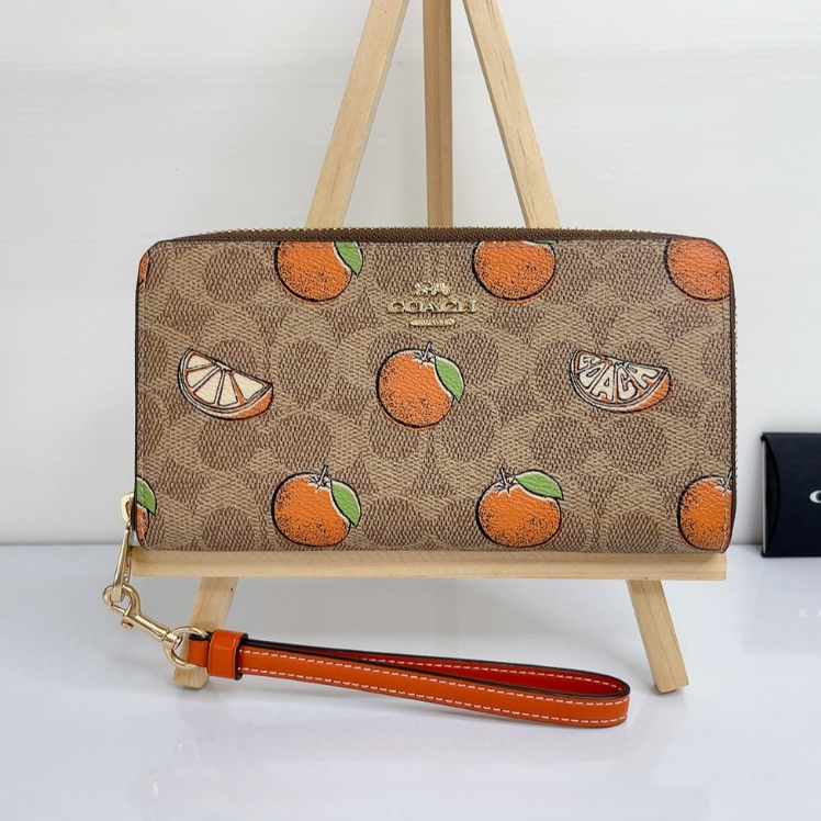 🎀 (สด-ผ่อน) CAO92 ลูกส้ม CA092 / C4452 CW778 LONG ZIP AROUND WALLET IN SIGNATURE CANVAS - รูปที่ 2