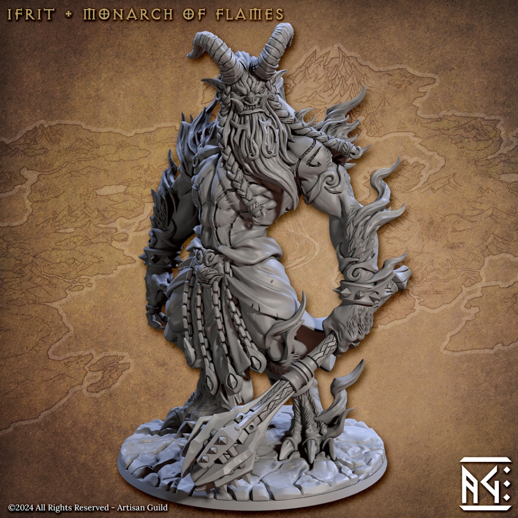 Ifrit - Raid at the Temple of Ifrit Epic Boss - Elemental Genie Efreet Fiend Giant / 32mm scale 3D p