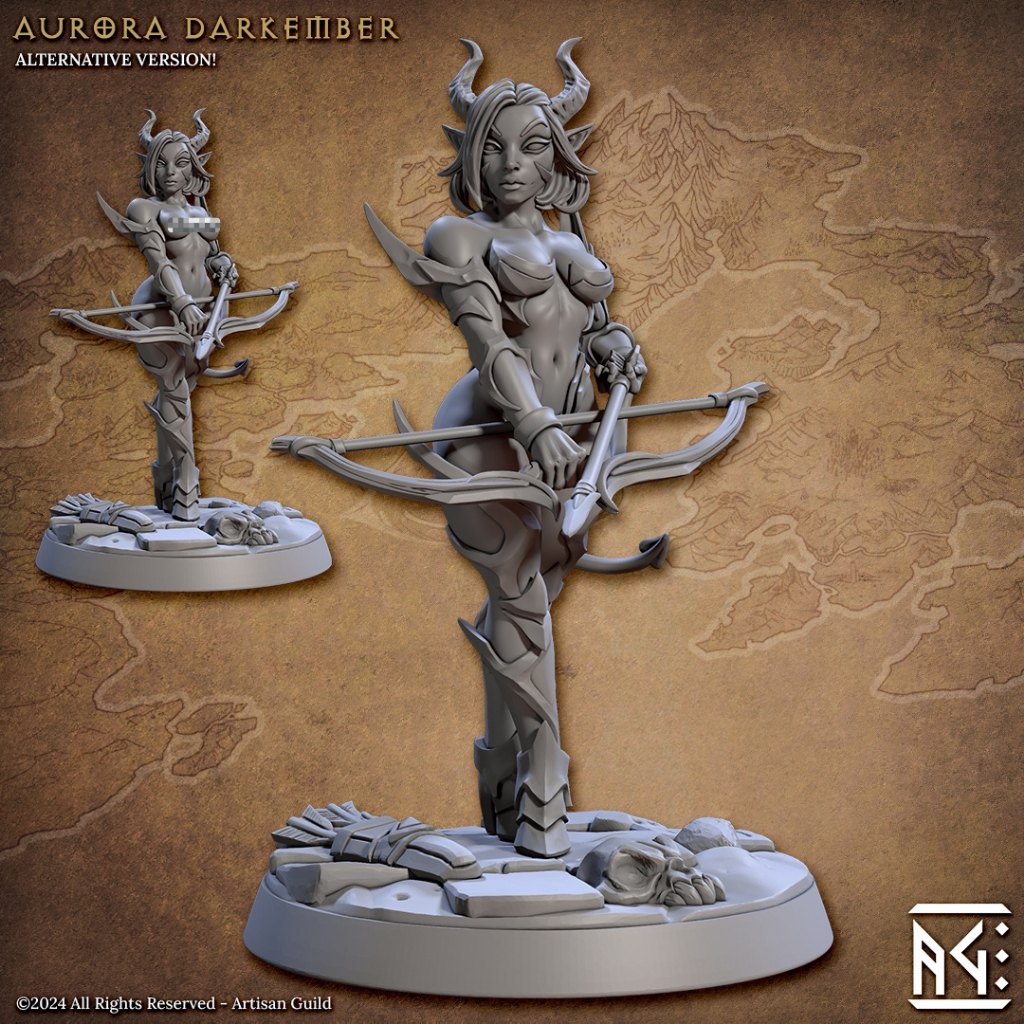 Aurora Darkember - Raid at the Temple of Ifrit Pinup - Humanoid Tiefling / 32mm scale 3D printed min