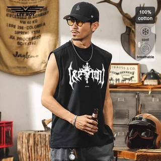 สวมใส่สบาย เสื้อแขนกุด+กางเกงขาสั้น ลายกราฟฟิก แฟชั่นสำหรับผู้ชาย ดีไซน์เก๋ เนื้อนิ่มมาก ใส่สบายสุดๆ ใหม่ พร้อมส่งในไทย
