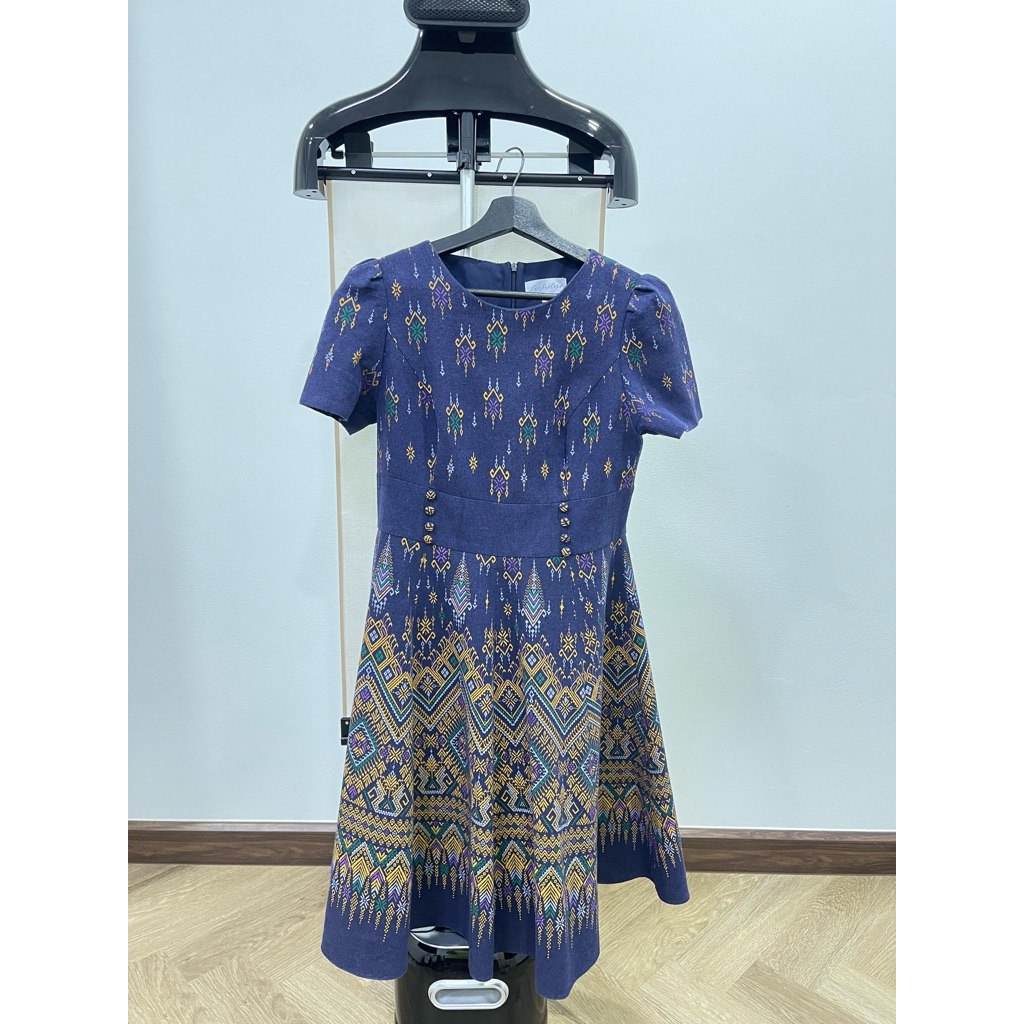 เดรสผ้าไทย แบรนด์ La Sisters มือ2 L