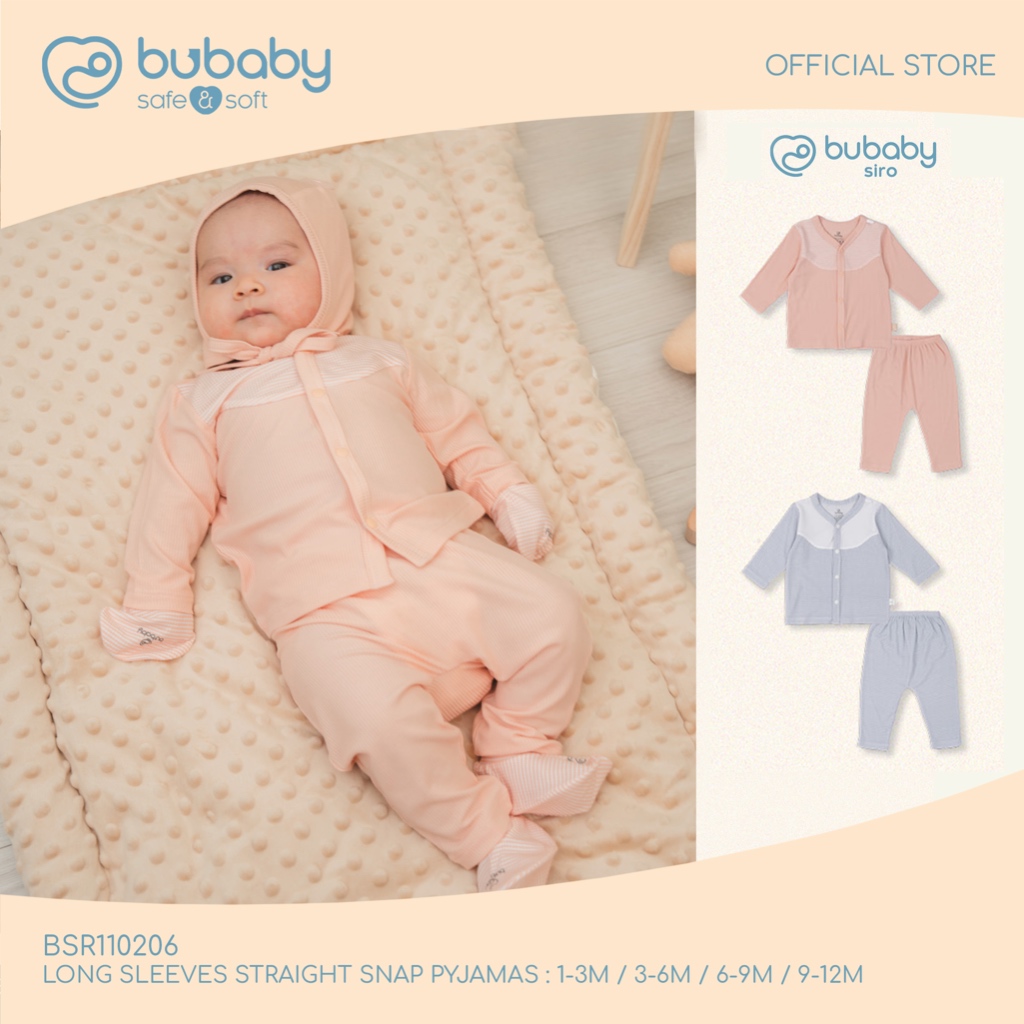 Bubaby ชุดนอนแขนยาวสำหรับเด็ก Long Sleeves Straight Snap Pyjamas 🔅(1-12M) BSR110206