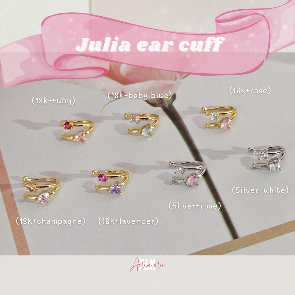 Julia ear cuff - Aelin.ALN ไม่เจาะหูใส่ได้ค่ะ (ต่างหูหนีบ ต่างหูแบบเกี่ยวรูปหัวใจมี 7 แบบให้เลือกสี) ปรับขนาดได้#EC4-1