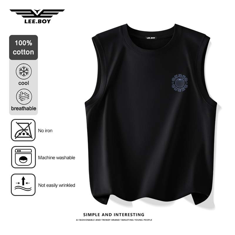 เสื้อกล้ามโอเวอร์ไซส์ ผ้าฝ้าย100% ลายกราฟฟิก ดีไซน์เก๋ ใส่สบายไม่ร้อน แฟชั่นสำหรับผู้ชาย ไม่หดตัว ใหม่ พร้อมส่งในไทย