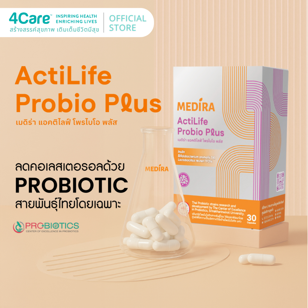 Medira ActiLife Probio Plus โพรไบโอติกส์ มีวิจัยรองรับ! ลดคอเลสเตอรอล ลดการสะสมของไขมันในหลอดเลือด