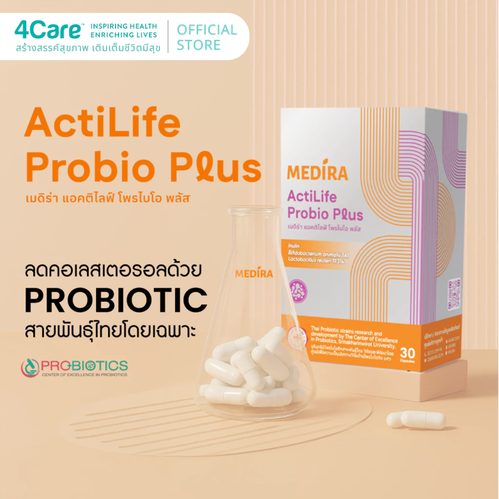 Medira ActiLife Probio Plus โพรไบโอติกส์ มีวิจัยรองรับ! ลดคอเลสเตอรอล ลดการสะสมของไขมันในหลอดเลือด