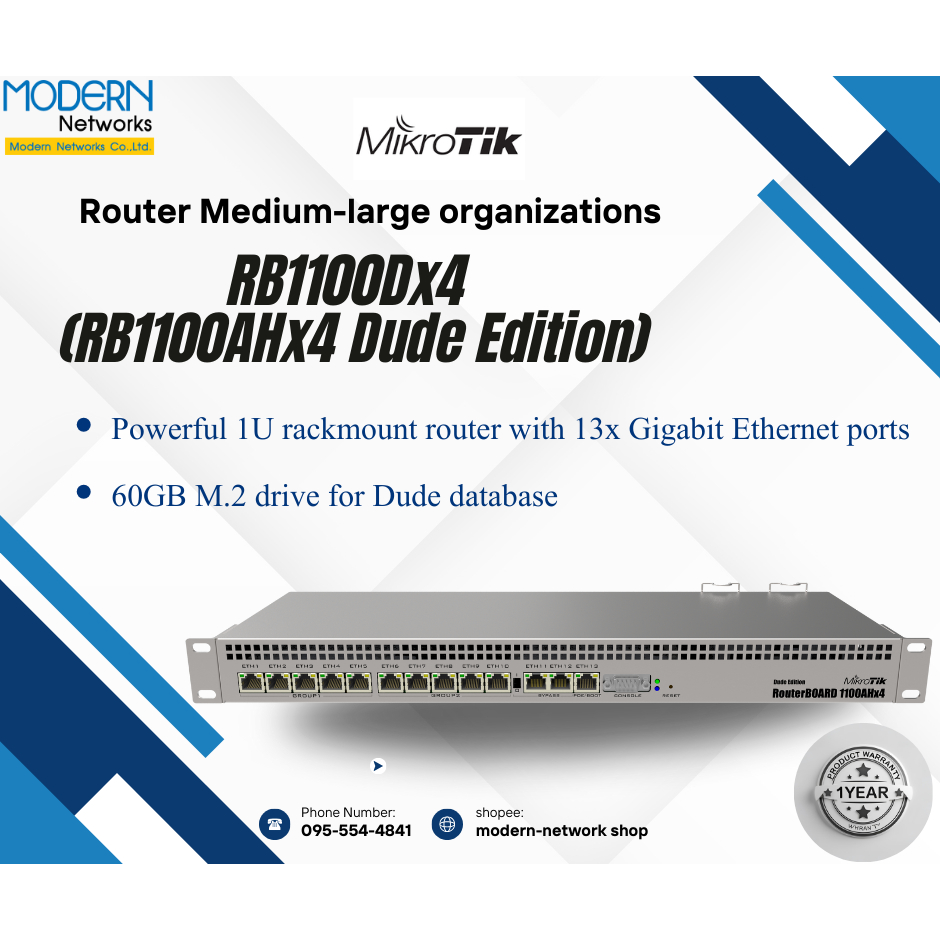 MikroTik⚡️RB1100AHx4 Dude Edition ส่งฟรี⚡️รับประกัน 1 ปี⚡️ออกใบกำกับภาษีได้⚡️🔥