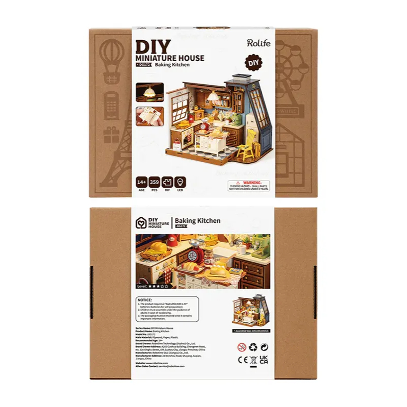 Robotime DIY ชุดโมเดลตัวต่อไม้  RBT Baking Kitchen ห้องครัว พร้อมส่ง
