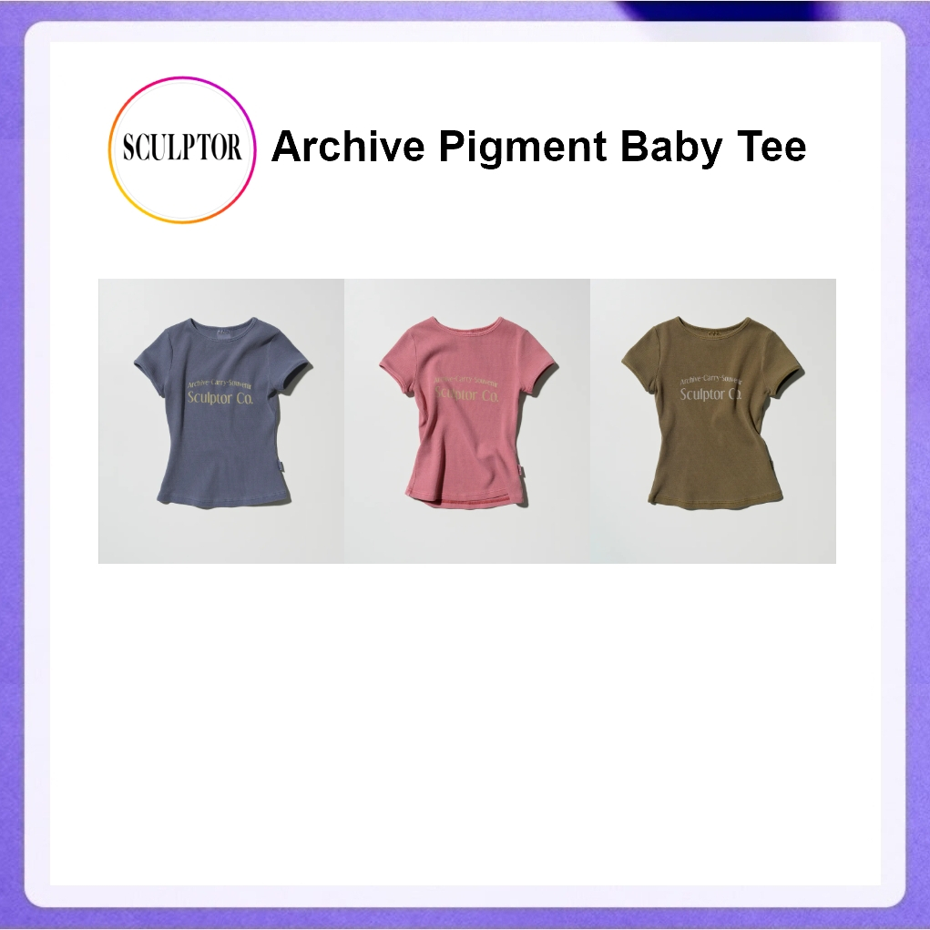 Sculptor Archive Pigment Baby Tee (Dusty Pink, Dusty Ivory, Dusty Blue, Dusty Brown)
