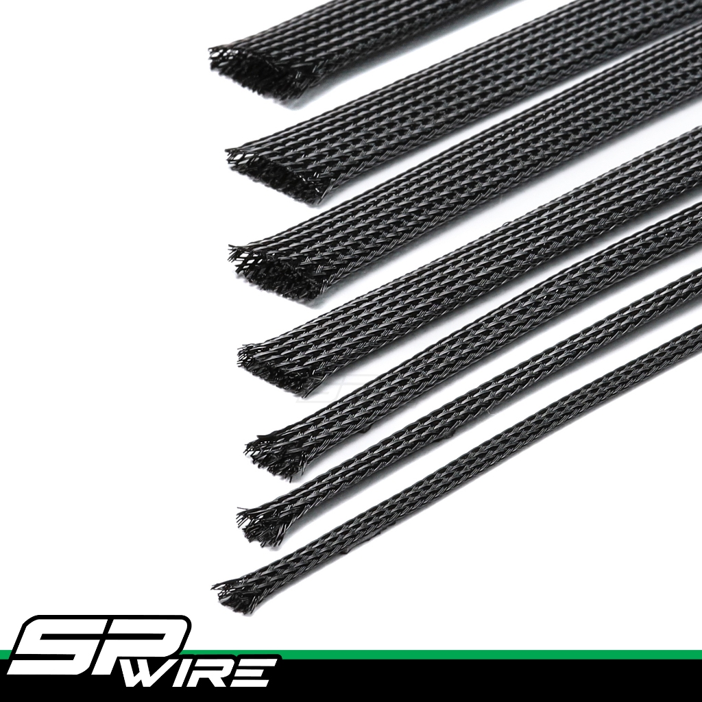 ESS ท่อถักหุ้มสายไฟแบบบาง สีดำล้วน ไซด์ 020 ราคาตัดแบ่งตามเมตรที่สั่ง #SPwire Motorsport wiring