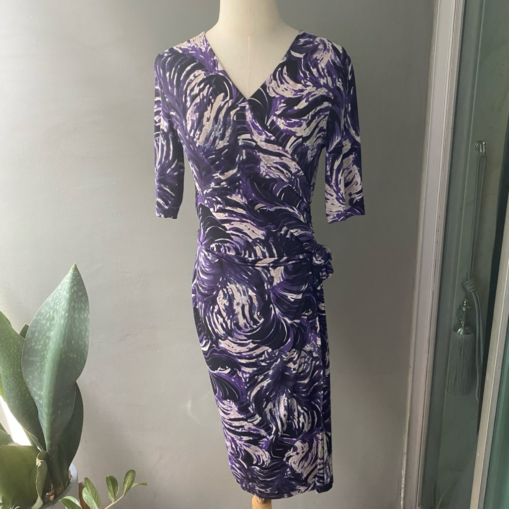 USED M&S wrap midi dress size M