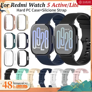 【เคส+สาย】22MM Strap For Redmi Watch 5 Active/Lite สายรัดซิลิโคนสีทึบ สายรัดที่เรียบง่ายและทนทาน Redmi Watch 5 Lite