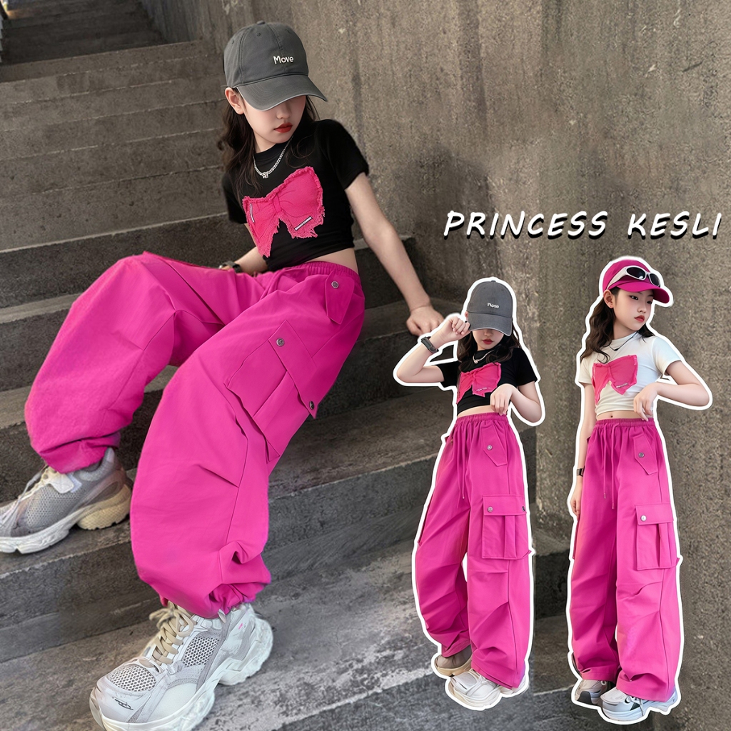 ชุดเซ็ทเด็ก PRINCESS KESLI: แฟชั่นเกาหลี กางเกงคาร์โก้ ใส่สบายทุกวัย