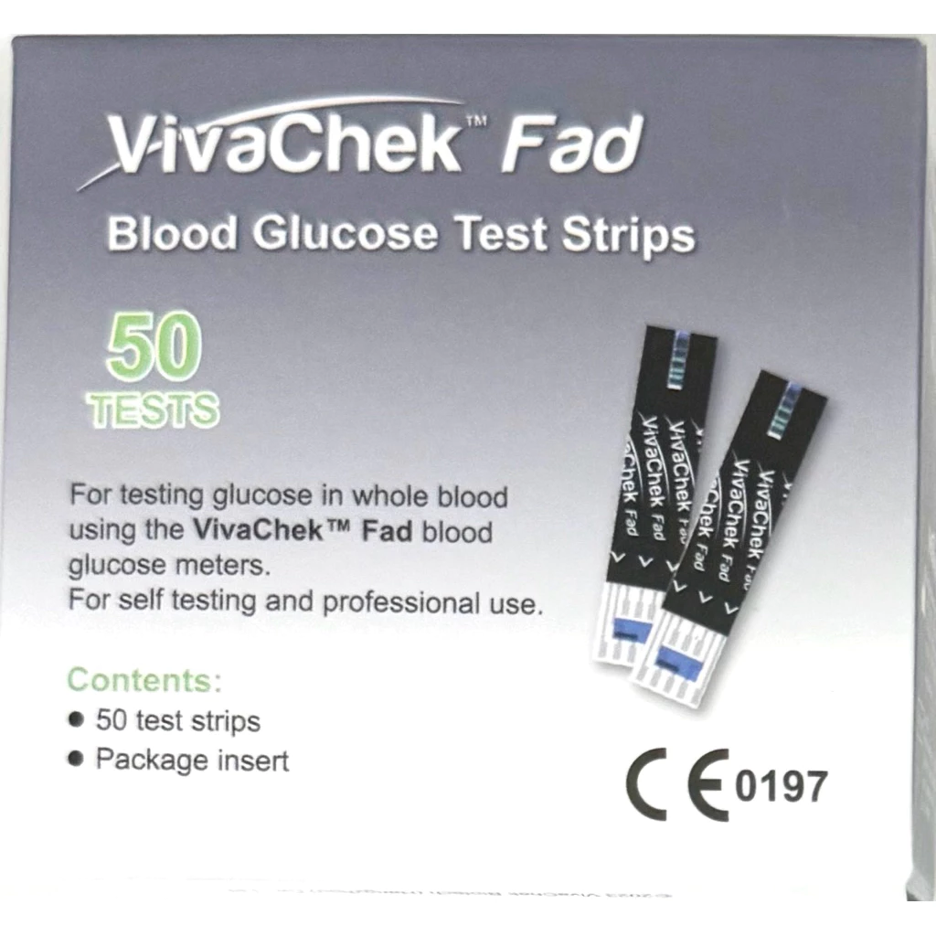 แถบตรวจน้ำตาล VivaChek Fad Blood Glucose Test Strip 50 ชิ้น หมดอายุ 2027-02