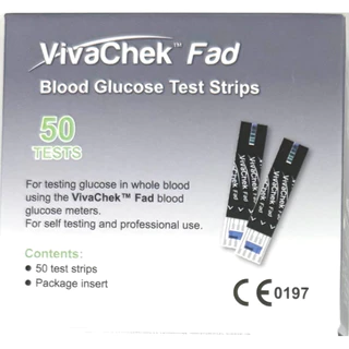 แถบตรวจน้ำตาล VivaChek Fad Blood Glucose Test Strip 50 ชิ้น หมดอายุ 2027-02