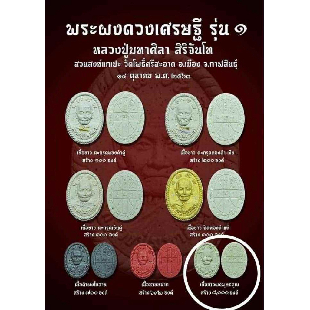 (รับประกันพระแท้ )ดวงเศรษฐี รุ่น 1 หลวงปู่มหาศิลา สิริจันโท เนื้อผงขาวพุทธคุณ ราคา ถูกที่สุด ดีลบีเคเค แกลเลอรีภาพที่ 3
