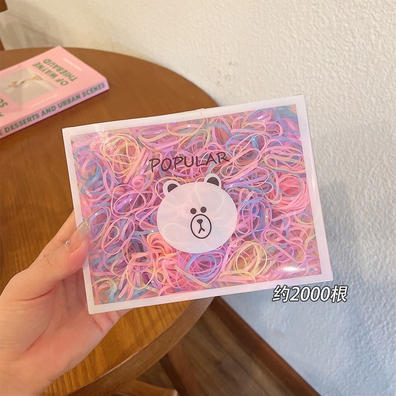 ยางรัดผมเด็ก 2000เส้น แบบถุงซิบ สีพาสเทล สีเข้ม สีดำ พร้อมส่ง