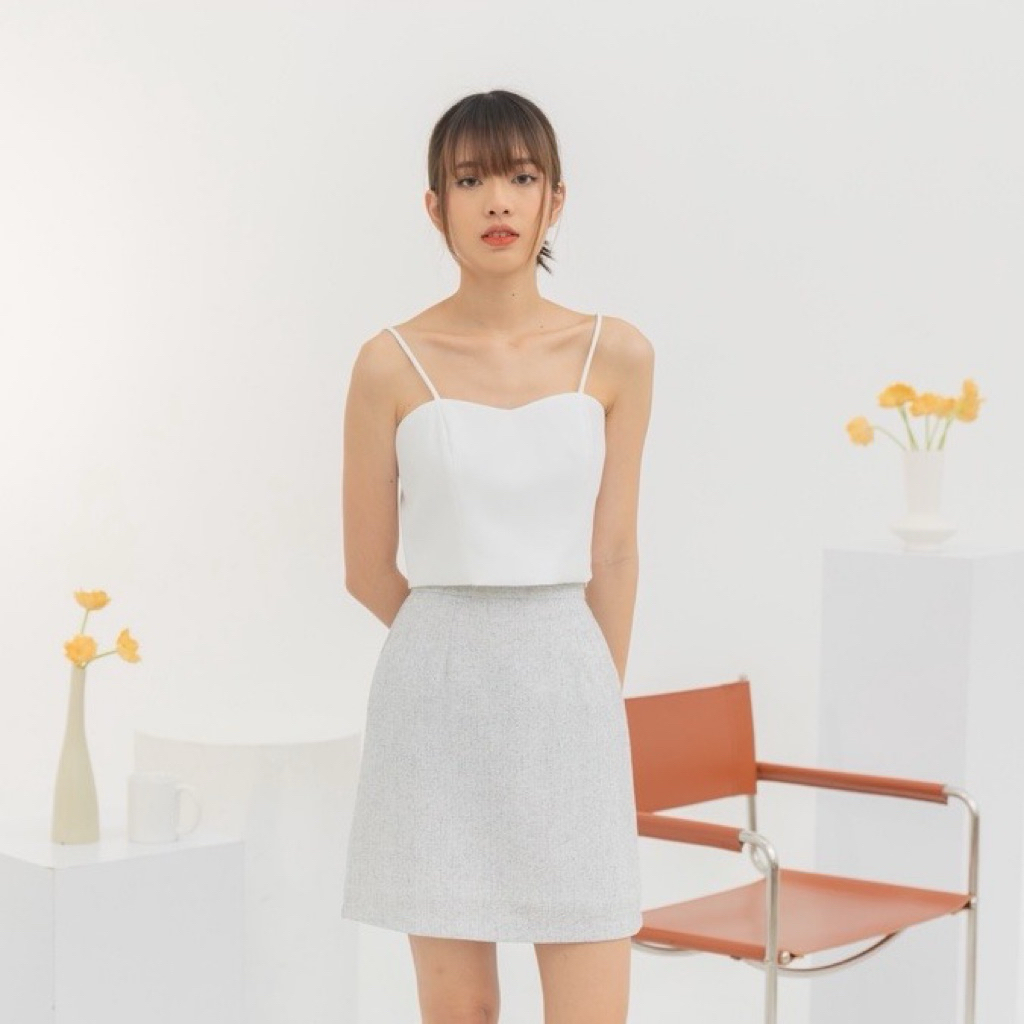 ส่งต่อ กระโปรงทำงาน Pixie - สีขาว white wool size S เคยใส่ครั้งเดียวไม่มีตำหนิ