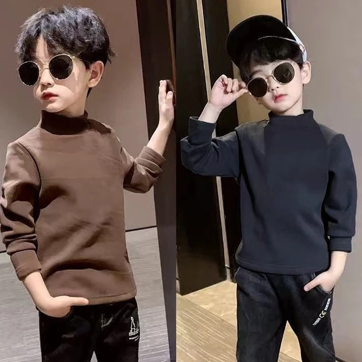 เสื้อกันหนาวเด็ก คอเต่า คอสูง ขนาด 120-160 เด็กผู้ชาย เด็กผู้หญิง ผ้าสำลี หนานุ่ม กันหนาวได้ดี