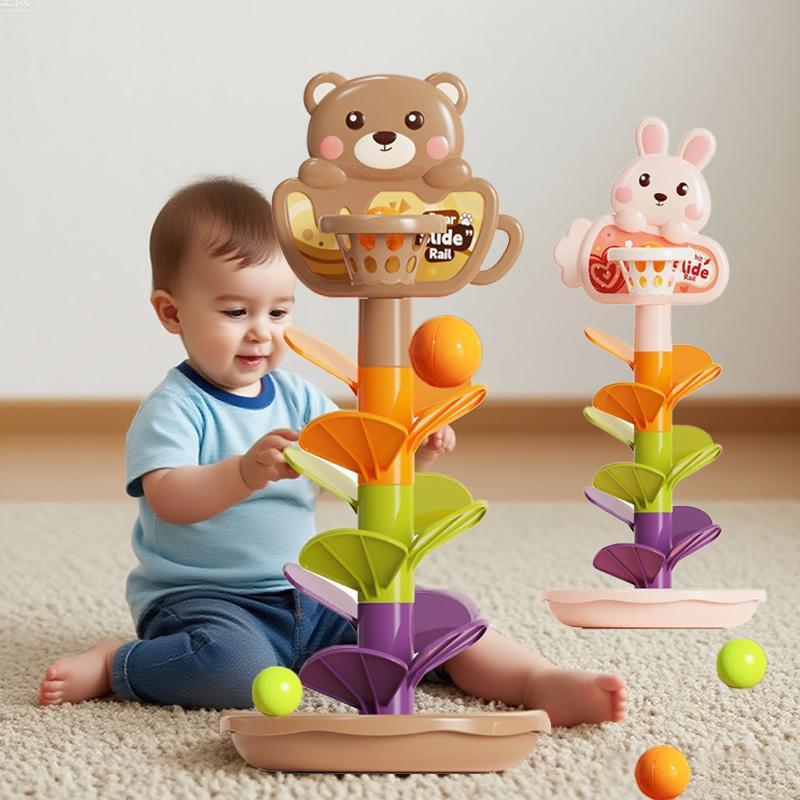 DTX รางบาสเก็ตบอลสำหรับเด็ก รางซ้อนลูกบาสเกตบอล กลิ้งได้ หอคอย ของเล่นเพื่อการศึกษาเด็กปฐมวัย – โปรปัง