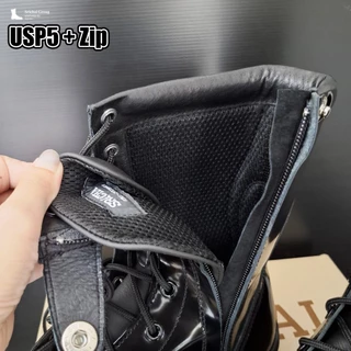 Combat Boots Side Zipper / คอมแบท รุ่น USP5+ Zip หนังขัดมันพรีเมี่ยม ใส่ซิปข้าง by Srichaigroup